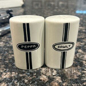 RELISTED- Fishs Eddy Brooklynese salt and pepper shaker set
